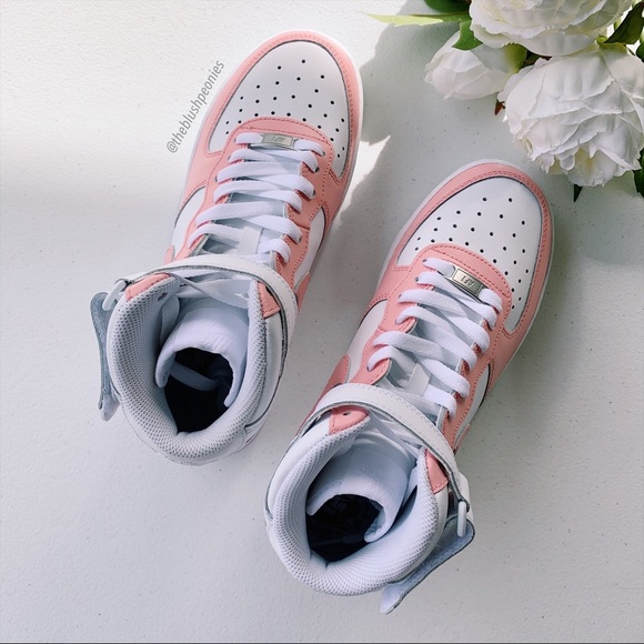 Nike Custom Painted Air Force 1 Mid - Pink Salmon NWT - Picture 6 of 12